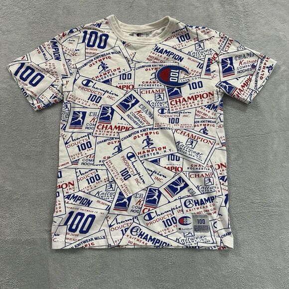 Champion T-Shirt Men's Medium 100th Anniversary Logo Spellout Crewneck - Picture 1 of 8